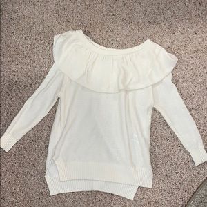Off-the-shoulder Cream Knit Sweater